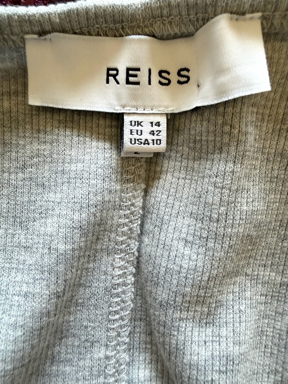 REISS Zeta Mixed Media Racerback Belted Mini Dress Gray White Size 10 - Picture 8 of 8
